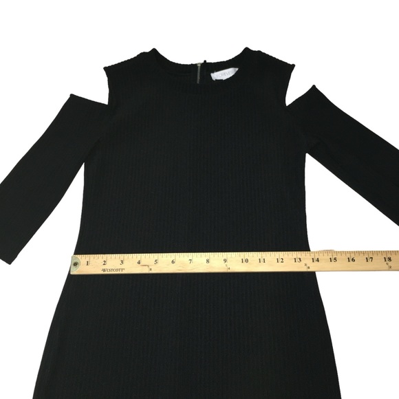 Forever 21 Cold Shoulder Black Ribbed Stretch Bodycon Dress - Women’s Medium - Picture 4 of 12